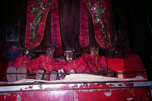 Hai Dee dolls (patron of Chinese opera) backstage in Chinese wayang