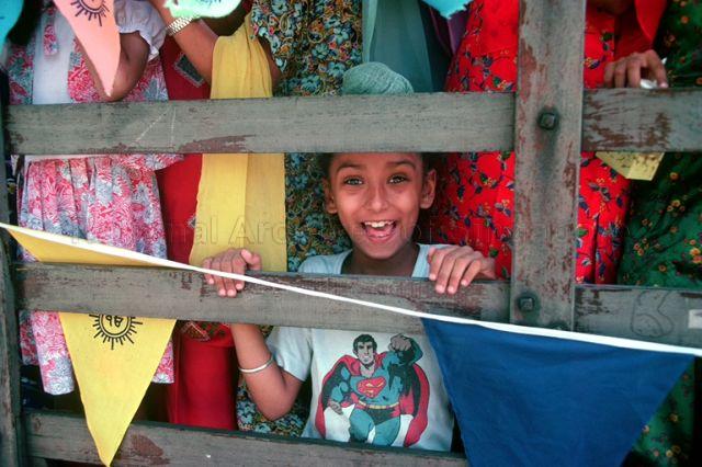 Smiling Sikh boy at Sikh festival