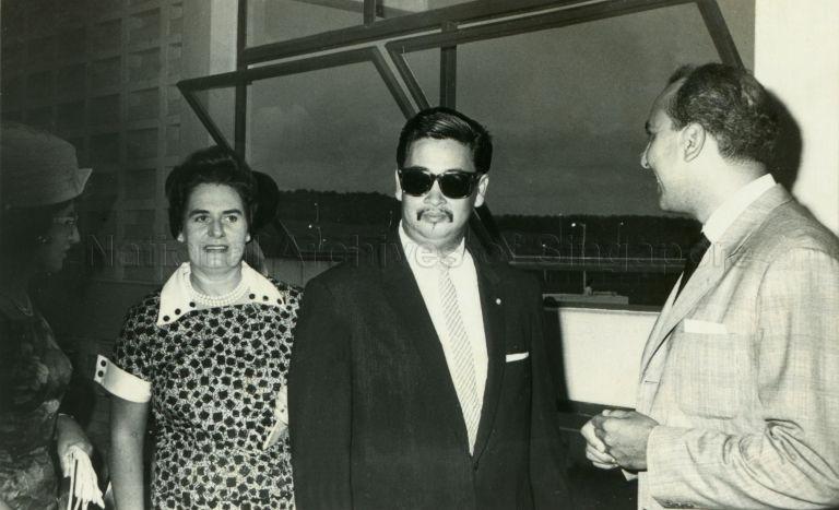 The Tunku Mahkota of Johore Tunku Abdul Rahman (centre) and guests at the opening ceremony of the Sultan Ismail Waterworks, Scudai. &nbsp;The Sultan Ismail Waterworks is being officially opened by Sultan Ismail Al-Khalidi ibni Ibrahim Al-Masyhur of Johore