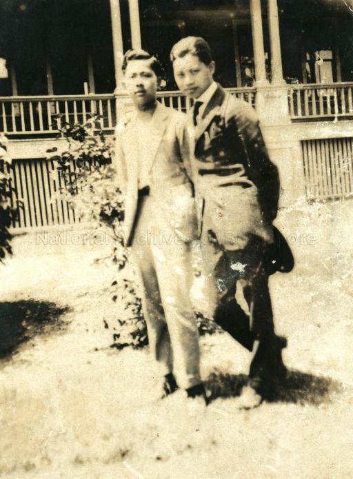 John Lim Kho Liau (right, son of Dr Lim Boon Keng) and Choo Teck Yin, elder brother of Choo Lan, father of Mrs Joseph Fung.
