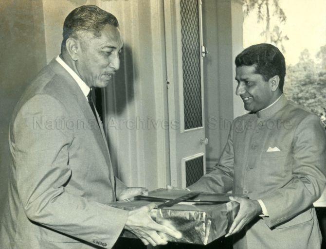 Indian Deputy Minister for External Affairs Shri Dinesh Singh paying a courtesy call on President Yusof Ishak