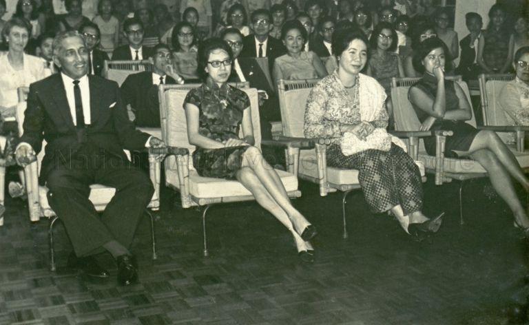 President Yusof Ishak and Puan Noor Aishah at Eusoff College's Christmas dinner