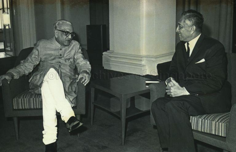 Indian Minister of External Affairs, M C Chagla, paying a courtesy call on President Yusof Ishak at the Istana