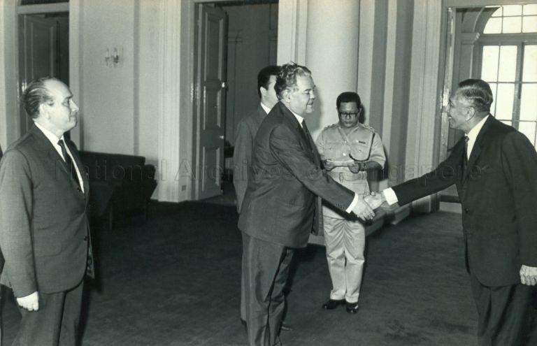 Gheorghe Radulescu, Vice-Chairman of the Council of Ministers of Rumania, calling on President Yusof Ishak