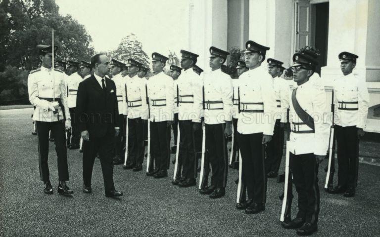 Italian Ambassador designate Dr Roberto De Cardona inspecting Guard of Honour on his arrival to present credentials at the Istana