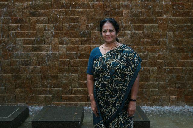 Taken at: Photo shoot of 1990 Cultural Medallion recipient for contribution to dance Pictured: 1990 Cultural Medallion recipient, and classical Indian dancer and co-founder of Bhaskar's Arts Academy Santha Bhaskar