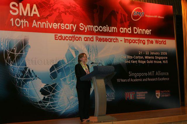 President of Massachusetts Institute of Technology (MIT) Dr Susan Hockfield speaking at 10th anniversary dinner of Singapore-MIT Alliance (SMA) held at Ritz-Carlton Millenia Singapore