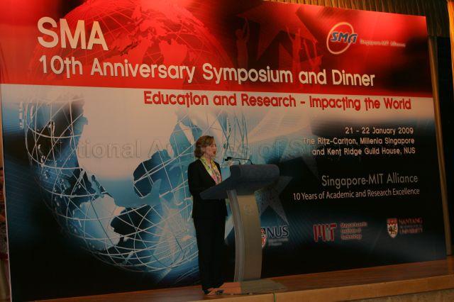 President of Massachusetts Institute of Technology (MIT) Dr Susan Hockfield speaking at 10th anniversary dinner of Singapore-MIT Alliance (SMA) held at Ritz-Carlton Millenia Singapore
