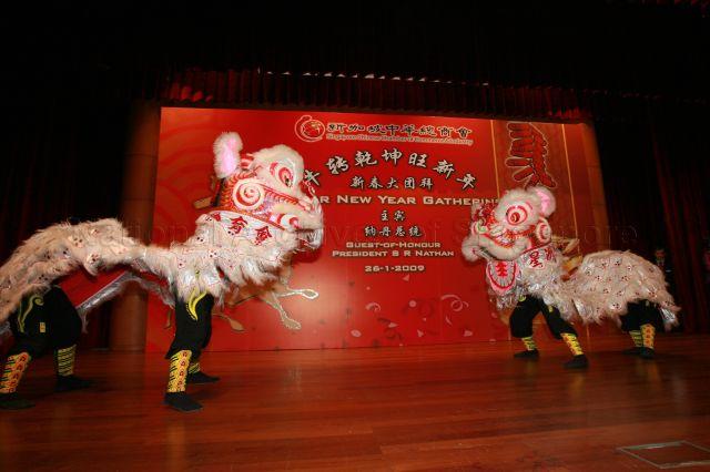 Lion dance performance during Singapore Chinese Chamber of Commerce and Industry's Lunar New Year gathering at Hill Street