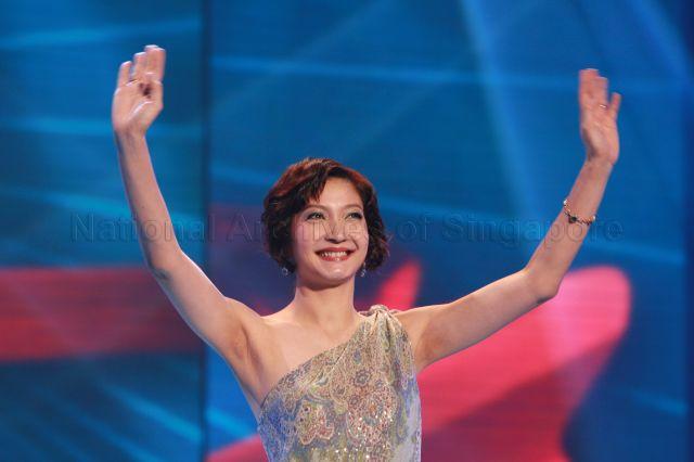 MediaCorp TV artiste Huang Biren on stage during Star Awards at MediaCorp TV Theatre, Caldecott Hill