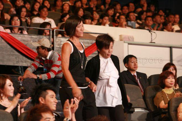 Award recipients proceeding to stage to receive award during Star Awards 2009 at MediaCorp TV Theatre, Caldecott Hill