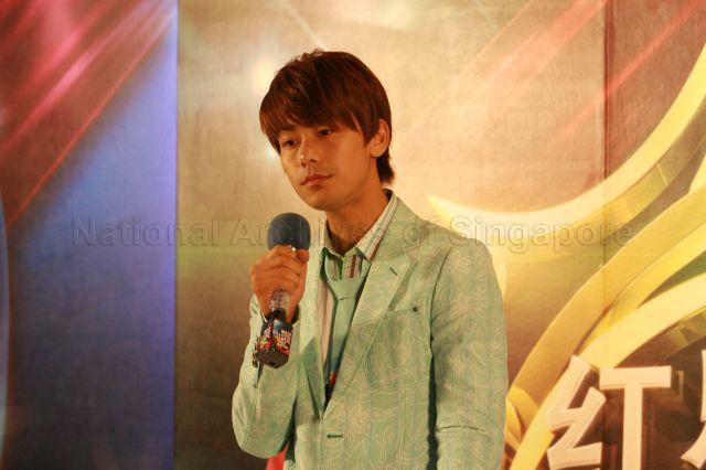 Best newcomer award winner Dai Yang Tian delivering speech after receiving award during Star Awards at MediaCorp TV Theatre, Caldecott Hill