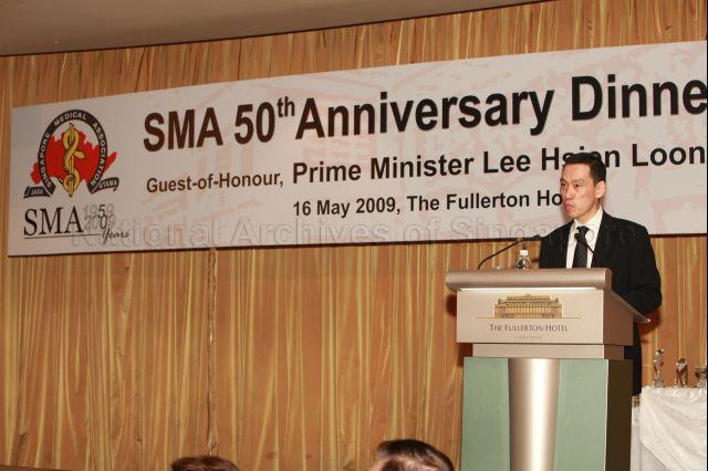 President of  Singapore Medical Association (SMA) Dr Chong Yeh Woei speaking during SMA 50th Anniversary Dinner at Fullerton Hotel