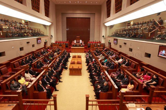 Taken at: Opening of the Second Session of the 11th Parliament by President S R Nathan at Parliament House Pictured: Deputy Prime Minister Teo Chee Hean, Chief Justice Chan Sek Keong, President S R Nathan, Speaker of Parliament Abdullah Tarmugi, Minister for Manpower Gan Kim Yong, Minister for Transport Raymond Lim, Minister for Community Development, Youth and Sports (MCYS) Vivian Balakrishnan, Minister for Finance Tharman Shanmugaratnam, Minister for the Environment and Water Resources (MEWR) Dr Yaacob Ibrahim, Minister for Foreign Affairs George Yeo, Minister Mentor Lee Kuan Yew, Senior Minister Goh Chok Tong, Prime Minister Lee Hsien Loong, Deputy Prime Minister Wong Kan Seng, Senior Minister S Jayakumar, Minister for National Development Mah Bow Tan, Minister in the Prime Minister's Office Lim Swee Say, Minister for Trade and Industry Lim Hng Kiang, Minister for Education Ng Eng Hen, Minister in the Prime Minister's Office Lim Boon Heng, Senior Parliamentary Secretary for MCYS and for Transport Teo Ser Luck, Senior Parliamentary Secretary for MEWR Dr Amy Khor, Minister of State for MCYS Yu-Foo Yee Shoon, Minister of State in the Prime Minister's Office Heng Chee How, Minister of State for Trade and Industry Lee Yi Shyan, Senior Minister of State for Foreign Affairs Zainul Abidin Rasheed, Senior Minister of State for Law and Home Affairs Ho Peng Kee, Minister in the Prime Minister's Office and Second Minister for Finance and Transport Lim Hwee Hua, Minister for Law and Home Affairs K Shanmugam, Minister for Information, Communications and the Arts Lui Tuck Yew, Senior Minister of State for National Development and Education Grace Fu, Senior Minister of State for Education and Trade and Industry S Iswaran, Senior Parliamentary Secretary for Manpower and Health Hawazi Daipi, Senior Parliamentary Secretary for Education and Home Affairs Masagos Zulkifli, Member of Parliament (MP) for Joo Chiat SMC Chan Soo Sen, MP for Hong Kah GRC Ang Mong Seng, Parliamentary Secretary for Trade and Industry and Information, Communications and the Arts Sam Tan, Parliamentary Secretary for National Development Maliki Osman, MP for Aljunied GRC Yeo Guat Kwang, MP for Tanjong Pagar GRC Indranee Rajah, MP for Bishan-Toa Payoh GRC Josephine Teo, MP for Hong Kah GRC Zaqy Mohamad, MP for Pasir Ris-Punggol GRC Michael Palmer, MP for Hougang SMC Low Thia Khiang, MP for Jurong GRC Halimah Yacob, MP for Ang Mo Kio GRC Dr Lam Pin Min, MP for Marine Parade GRC Seah Kian Peng, MP for Bukit Panjang SMC Teo Ho Pin, MP for Hong Kah GRC Yeo Cheow Tong, MP for Jalan Besar GRC Lee Boon Yang, MP for Potong Pasir SMC Chiam See Tong, MP for Bishan-Toa Payoh GRC Hri Kumar Nair, MP for Marine Parade GRC Lim Biow Chuan, MP for Yio Chu Kang SMC Seng Han Thong, MP for Holland-Bukit Timah GRC Liang Eng Hwa, MP for Ang Mo Kio GRC Lee Bee Wah, MP for Marine Parade GRC Fatimah Lateef, MP for Pasir Ris-Punggol GRC Charles Chong, MP for Ang Mo Kio GRC Inderjit Singh, MP for Tanjong Pagar GRC Lily Neo, MP for Aljunied GRC Cynthia Phua, MP for Holland-Bukit Timah GRC Christopher de Souza, MP for Tampines GRC Irene Ng, Non-Constituency MP Sylvia Lim and MP for West Coast GRC Arthur Fong