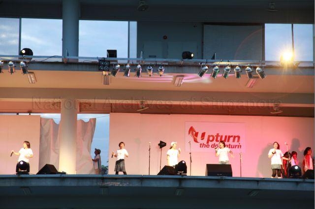 View of performance at Marina Bay Golf Course driving range during National Trades Union Congress (NTUC) U Care Solidarity Walk from Jalan Benaan Kapal to Marina Bay Golf Course