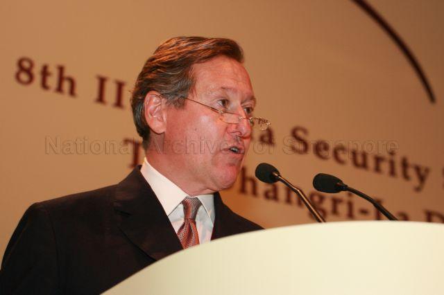 Director-General and Chief Executive of The International Institute for Strategic Studies (IISS) Dr John Chipman speaking during 8th IISS Asia Security Summit - The Shangri-La Dialogue at Shangri-La Hotel