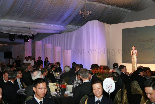 Emcee speaking during Lee Kuan Yew Water Prize Award ceremony and banquet at Istana