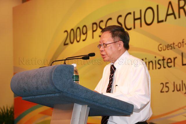 Chairman of Public Service Commission (PSC) Eddie Teo speaking at PSC scholarships award ceremony held at Shangri-La Hotel in Orange Grove Road