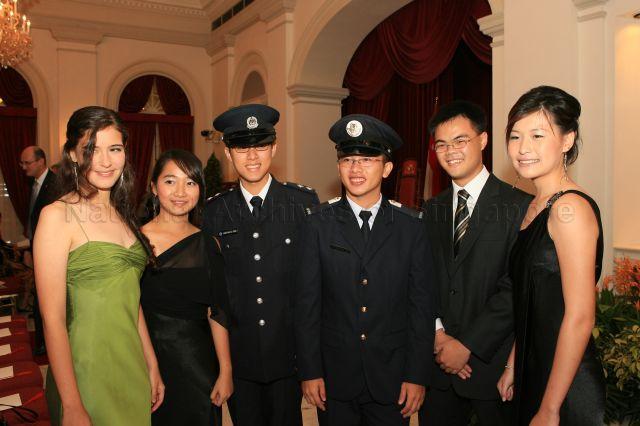 Group photograph of President's Scholars, from left, Ms Claire Soon Jing Min (Hwa Chong Institution), Ms Tan Bao Jia (Dunman High School), Jonathan Au Yong Kok Kong (Raffles Junior College), Nicholas Tay Weizhe (Victoria Junior College), Alexander Joseph Woon Wei-Ming (Raffles Junior College) and Ms Gan Su Yi (National Junior College) at Istana State Room during award presentation ceremony