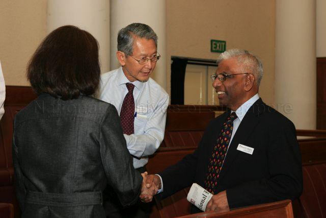 Taken at: Launch of "Men in White" book at The Arts House Pictured: Chairman of Temasek Holdings S Dhanabalan