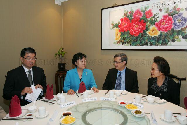 Taken at: Visit to Singapore by Vice Minister for Culture of the People's Republic of China (PRC) Zhao Shaohua Pictured: Vice Minister for Culture of the PRC Zhao Shaohua, Permanent Secretary for Information, Communications and the Arts Chan Yeng Kit and Ambassador of the PRC to Singapore Zhang Xiaokang
