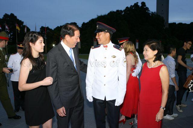 Deputy Prime Minister and Defence Minister Teo Chee Hean and wife Poh Yim with their son, Second Lieutenant Teo Eng Siang, during the commissioning parade held at SAFTI Military Institute