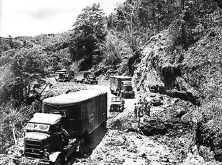 Military truck on the Yunnan-Burma highway during the Sino-Japanese War.