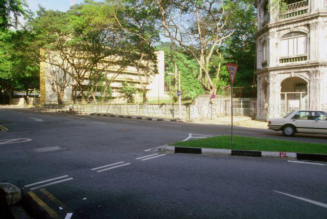 Exterior view of Bible House (back) and the old Tao Nan School building (front).