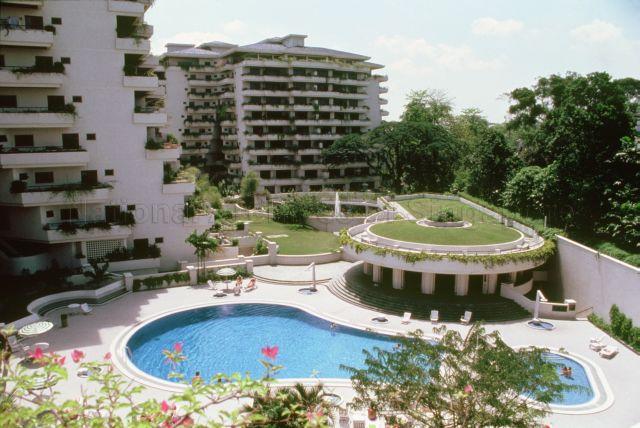 View of the clubhouse and swimming pool at Arcadia Garden (The Arcadia) - an exclusive condominium at Arcadia Road along Adam Road.