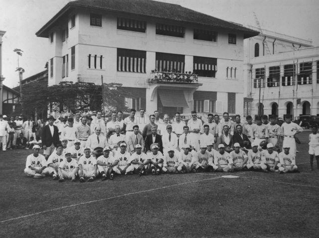 Friendly baseball match between Japanese and Americans, Singapore