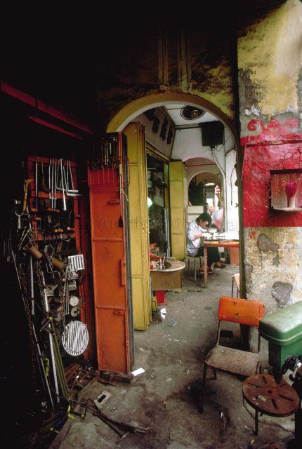 Along the corridor of shophouses