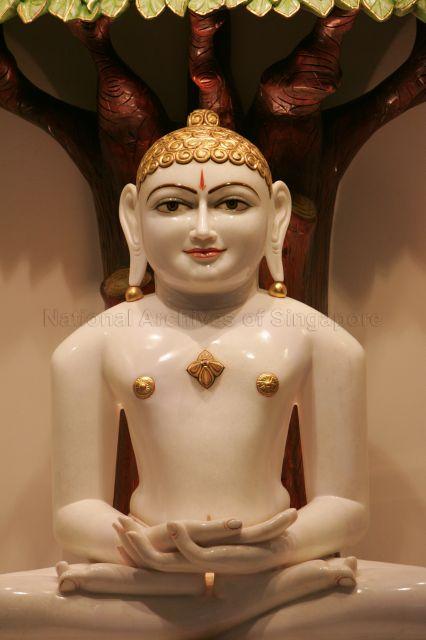 Close-up view of statue of Lord Mahavira in prayer hall at newly renovated building of Singapore Jain Religious Society at 18 Jalan Yasin off Jalan Eunos. &nbsp;The building was officially reopened by Senior Minister Goh Chok Tong. 