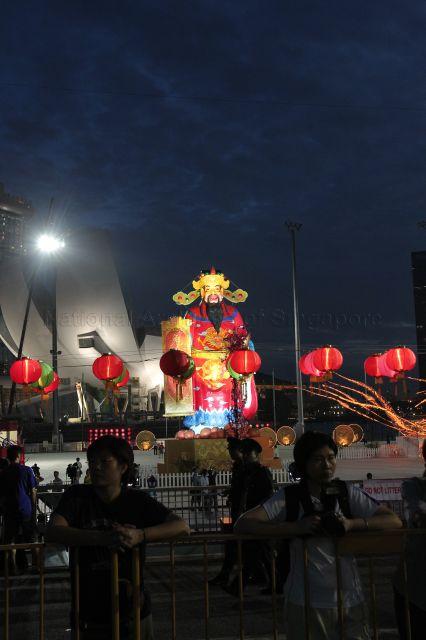 God of Wealth statue at The Float@Marina Bay where the opening of River Hongbao 2011 officiated by Minister Mentor Lee Kuan Yew is held