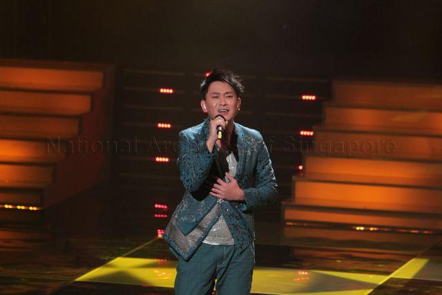 Taiwanese actor and singer Wang Shi Xian performing at Society for the Physically Disabled (SPD)'s charity show held at Mediacorp television auditorium