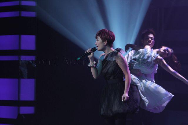 Malaysian singer Fish Leong performing at Society for the Physically Disabled (SPD)'s charity show held at Mediacorp television auditorium