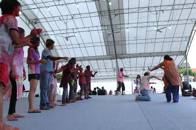 Residents celebrating Holi Hungama, an Indian festival to mark the advent of spring, with a splash of colour, at open field next to Kembangan Mass Rapid Transit (MRT) station. The event was jointly organised by Bhojpuri Society (Singapore ), Indian Activity Executive Communities (IAECs) of Marine Parade Group Representation Constituency (GRC), MacPherson and Potong Pasir.