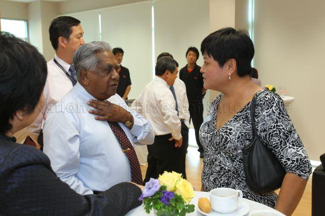 President S R Nathan with Ms Anita Fam at the reception during official opening of new premises of St Andrew's Autism Centre at No. 1 Elliot Road