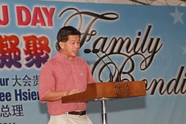 Member of Parliament for Jalan Kayu ward in Ang Mo Kio Group Representation Constituency (GRC) Wee Siew Kim speaking at Jalan Kayu Family Day held at Residents' Committee (RC) Centre at Block 981D Buangkok Crescent