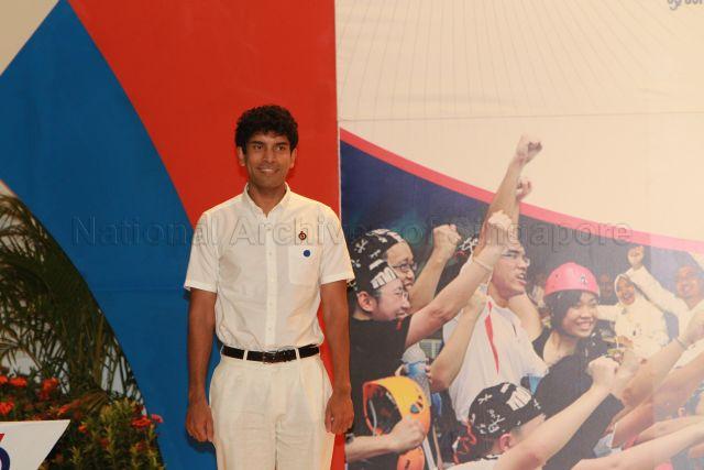 Introduction of new People's Action Party (PAP) candidate for Sembawang Group Representation Constituency (GRC) in the forthcoming general election Vikram Nair during 25th Anniversary Rally of Young PAP (YP) at NTUC Centre auditorium in Marina Boulevard