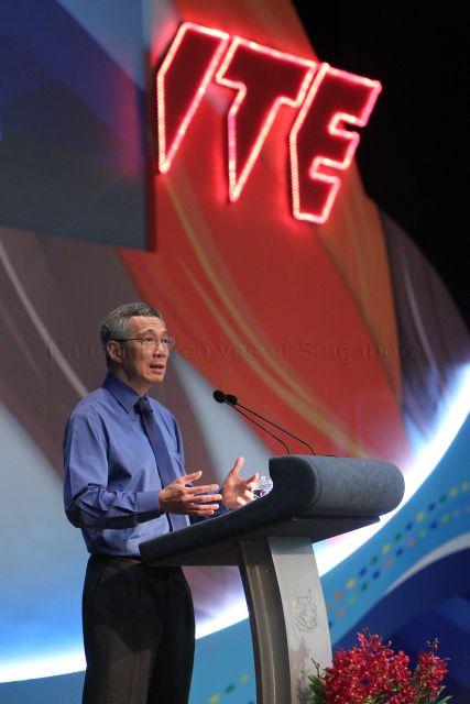 Prime Minister Lee Hsien Loong speaking at official opening of Institute of Technical Education (ITE) College West in Choa Chu Kang Grove
