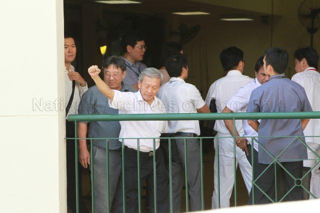 General Election 2011 - Socialist Front leader Ng Teck Siong at Singapore Chinese Girls' School, 190 Dunearn Road, the nomination centre for electoral divisions of Tanjong Pagar Group Representation Constituency (GRC), Moulmein-Kallang GRC, Radin Mas and Whampoa
