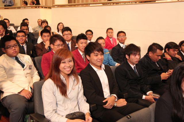 Students attending National Day Rally at University Cultural Centre Hall, National University of Singapore