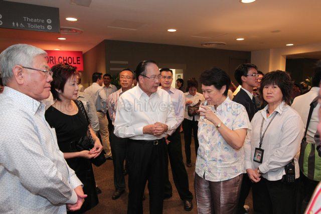 Madam Ho Ching, wife of Prime Minister Lee Hsien Loong, with guests at the reception during National Day Rally at University Cultural Centre, National University of Singapore