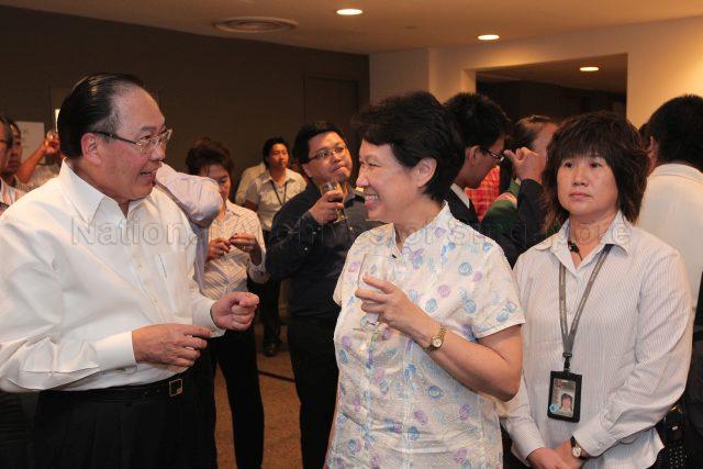 Madam Ho Ching, wife of Prime Minister Lee Hsien Loong, with guest at the reception during National Day Rally at University Cultural Centre, National University of Singapore