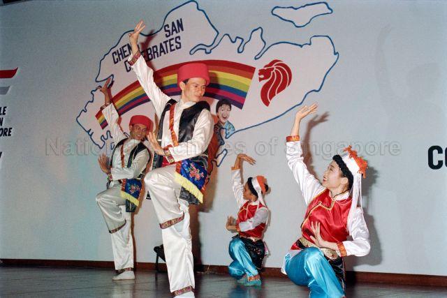 National Day Dinner at Cheng San Community Club - Dance performance on the stage.