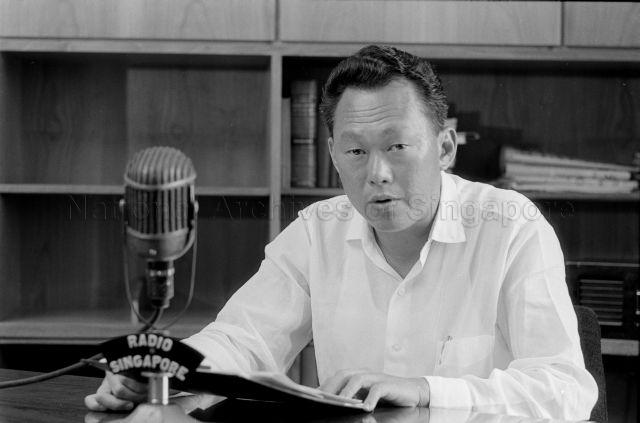 Prime Minister's broadcast at Radio Singapore - Prime Minister Lee Kuan Yew delivering his address