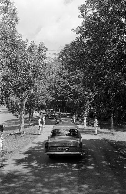Visit to Singapore - Motorcade of Prince Norodom Sihanouk of Cambodia on the way to the Istana Negara