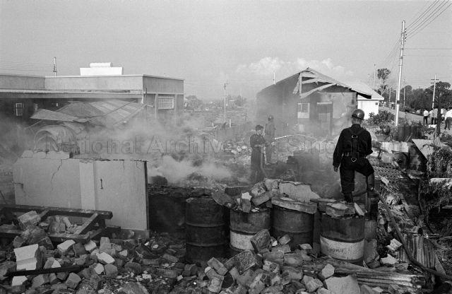 Riots at Pulau Senang - General view of the aftermath of the riot
