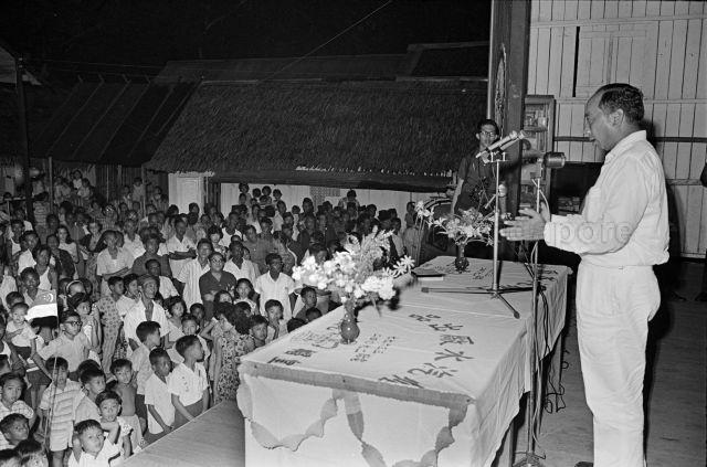 Visit to Siglap Constituency - Minister for Finance Goh Keng Swee delivering a speech