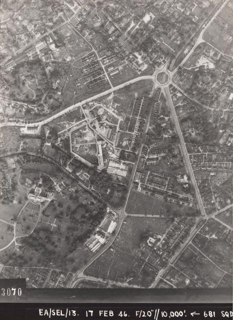 Aerial Photo shows Newton Circus with Rochor canal running through it, Bukit Timah Road, Newton Road, Keng Lee Road, Kampong Java Road, Clemenceau Avenue, Scotts Road, Monk's Hill Terrace, Government House (Now Istana), Cavenagh Road, Water Filter Beds, New Cemetery Road, Christian Cemetery, Thomson Road.